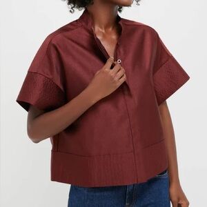 Tuckernuck Dupioni silk blouse in Merlot